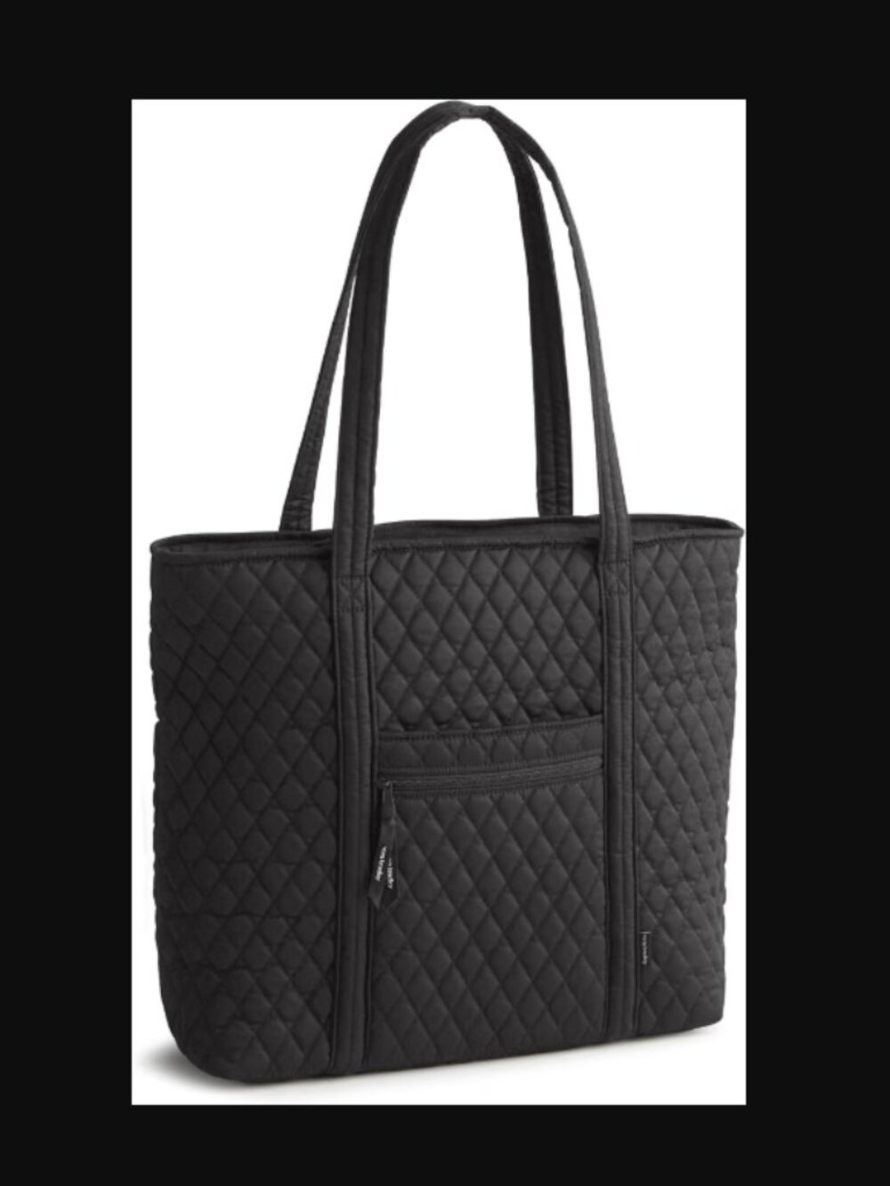 Vera Bradley Cotton Original Vera Tote Bag Quilted Black Shoulder Bag Travel